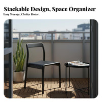 Nordic Design Armless Side Chair Stackable Design Molded Backrest Stool Space-Saving Stacking Seat Thickened Build for Facility Managers, Business Owners, Dining Room, Banquet Hall, Office, Lobby