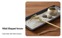 Gilded 7-Tine-Tine Rake Decorative Mini Aromatic Ash Rake Feng Shui Decor Mindful Relaxation for Office Desk
