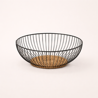 Fruit Bowl with Woven Design for Dining Table and Kitchen Storage, Metal Frame Basket for Vegetables and Snacks, Decorative Pantry