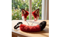 Animal Ears and Tail Set Faux Hair Cosplay Ears Headband with Tail Soft Costume Accessory for Cosplayers, Photo Shoots