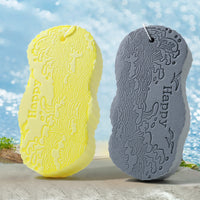 2 Pieces Embossed Body Scrub Sponge Water-Absorbing PVA Scrub Sponge Textured Bath Loofah with Hanging Loop Soft for Shower