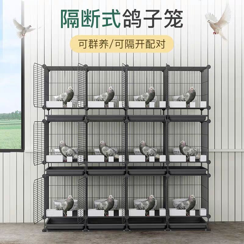 Large Thickened Pigeon Breeding Cage with Tray - 2, 3, 9, or 10 Compartments for Racing Pigeons and Meat Pigeons