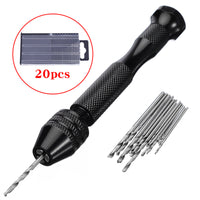 Hand Drill Set with Twist Drill Bits for Craft, Model Making, and Jewelry