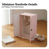 Miniature Paper Wardrobe Vintage Design BJD Doll Armoire 1/12 Scale Doll Closet Realistic Design Miniature Wardrobe Handmade