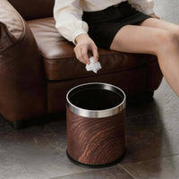 PU Leather Waste Container Elegant Leather Trash Can Decorative