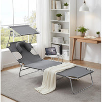 Detachable Pillow Folding Cot Bed Foldable Design Folding Chaise Lounge Breathable Material Portable Sleeping Cot Heavy Duty for Poolside