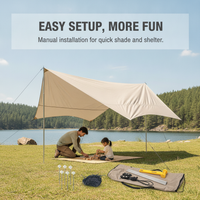 Outdoor Camping Tarp Shelter Sunshade with Thickened Silver/Black Coating for Rain Protection