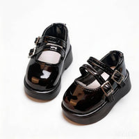 Double Buckle Doll Shoes Handcrafted Toy Fashion Bow Detail PVC Material for Photo Photography
