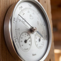 3-in-1 Air Pressure Gauge Thermometer Hygrometer Easy-to-Read Analog Weather Station Round Air Pressure Gauge Hygrometer Thermometer Metal Bezel
