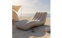 Inflatable Lounge Chair Flocked Surface Reclining Air Chair with Pillow Inflatable Chaise for Camping, Beach
