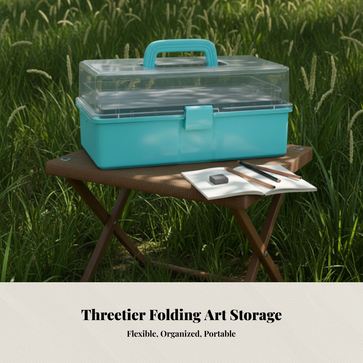 Art Student Three-Tier Foldable Organizer, Multi-Scene Storage for Home, Car, School