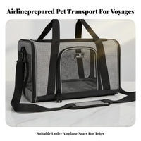 Lightweight Soft-Sided Pet Carrier Adjustable Shoulder Strap Airline Approved Cat Carrier Sturdy Material Underseat Pet Travel Bag Internal Safety Leash for Travelers, Airplanes, Car Trips, Airports, Vet Visits