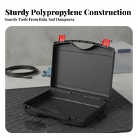 Water Resistant PP Plastic Storage Box Integrated Handle Waterproof Hard Case Heavy Duty for Travelers, Technicians, Travel, Garage, Outdoor
