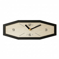 Hexagonal Wall Clock Elegant Clock with Woodgrain Dial Large Slim Profile for Living Room, Home Office