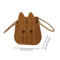 Creature-Ear Basket Decorative Rattan Hand Basket Portable Handle