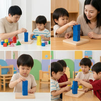 Child-Centered Peg Block Toy Stacking Shape Matching Toy Cognitive Wooden Base Board with Blocks Early Learning for Toddlers