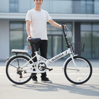 Folding Bike Installation Foldable Bike Shock Absorption Portable Travel Bike for Students, Commuters, Commuting, City, University Grounds