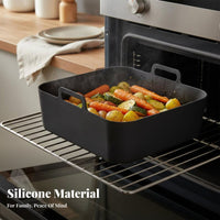Foldable Silicone Pot Non Foldable Silicone Pot with Lid Food-Grade Air Fryer Accessory for Home Cooks, Kitchen, Steaming, Refrigerator
