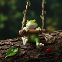 Frog Climbing Ladder Ornament Ready to Hang Frog Swing Figurine Cute for Garden, Balcony, Patio