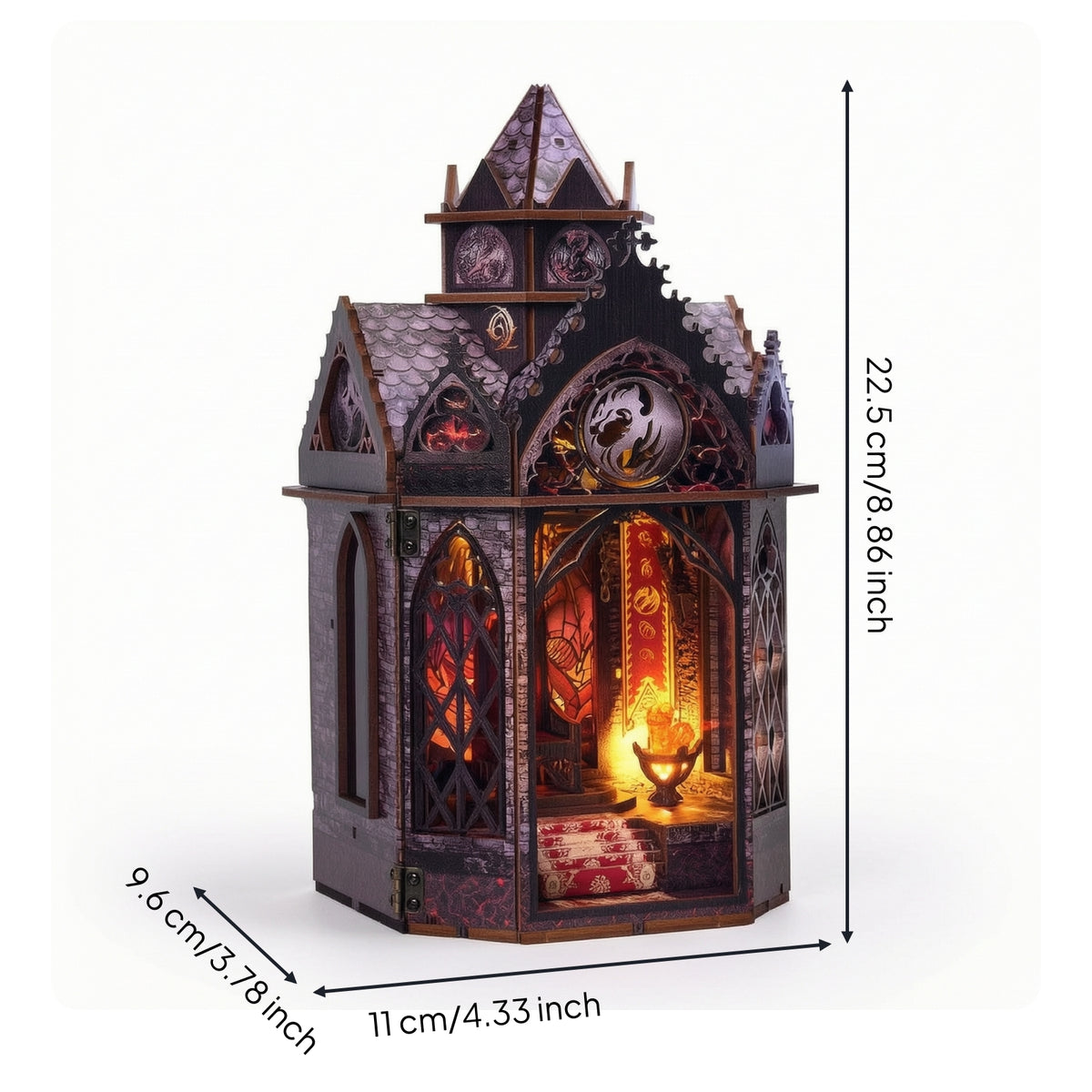 Miniature Library Kit Lighted Bookshelf Insert Whimsical Decor for Hobbyists, Adults