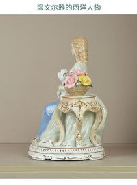 Elegant European Ceramic Figure Art Ornament for Living Room, Entryway, Shelf
