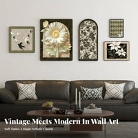 5 Pieces Retro Art Print Collection Vintage Design Framed Art Print Set Ready to Hang Gallery Wall Frame Set for Homeowners, Bedroom, Hallway
