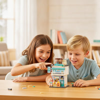 Coffee Shop Building Block Model Multi-Level Mini Street View Building Toy Coffee Shop Model Interlocking Detailed