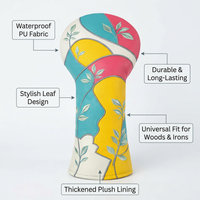 Golf Club Head Covers, PU Leather Golf Head Covers, Waterproof PU Golf Club Covers, Leaf Pattern Golf Club Covers