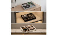 Velvet-Lined Glasses Tray with 8 Compartments Divided Eyeglasses Organizer Rectangular Eyewear Display Tray Slimline for Retailers, Dresser, Closet