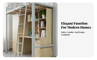 Space-Saving Dormitory Bed with Desk Multi-Functional Metal Loft Bed with Desk Stable Structure Bedroom Furniture Sturdy Guardrail for Students, Dorm Residents, Young Adults, Small Apartment