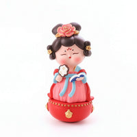 Chinese Girl Figurine Resin Wobble Base Figurine Traditional for Entryway, Shelf