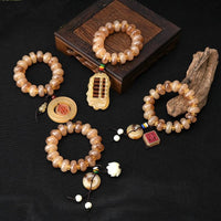 Tibetan Imitation Yak Horn Bracelet with Abacus Beads and Apple-Shaped Prayer Beads for Men and Women