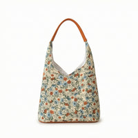 Casual Tote Bag with Floral Print Soft Slouchy Shoulder Bag Comfortable Handbag Portable for Women