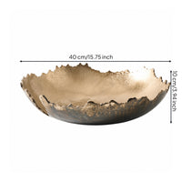 Serving Tray with Hammered Finish Gold Decorative Tray Aluminum Centerpiece Bowl for Tabletop, Dining Table, Console