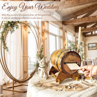 Wooden Barrel Card Storage Bucket for Weddings, Birthdays, Parties, Pub Voting Box, Decorative Storage