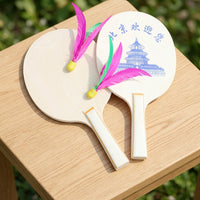 Wooden Badminton Racket Set with 3 Shuttlecocks, Beach Paddle Game for Outdoor Sports