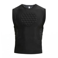 Hexagonal Pads Contact-Resistant Protection Vest Close Fitting Sleeveless Safeguarding Vest Stretch Textile Compression Padded Shirt Streamlined Shape
