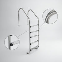 Pool Steps with Handrails Flange-Mounted Stainless Steel Pool Ladder Anti-Slip