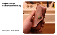 Collectible Walnut Case Portable Mini Leather Pouch Wear-Resistant Snap Button Storage Bag for Collectors, Hobbyists, Daily Use, Outings