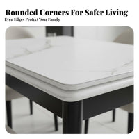 Sintered Stone surface Folding Dining Table with Storage Extendable Design Space-Saving Solution Modern Minimalist design transformable Furniture Multi-Functional for Apartment Dwellers, Small Families, Remote Workers, Living Room, Kitchen, Home Office