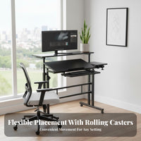 Multi-Functional Standing Laptop Table Multifunctional Adjustable Laptop Desk Modern Design Mobile Computer Cart Easy Assembly for Telecommute Workers, Students, Seniors, Small Areas, Study, Dorm Room, Bedroom
