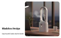 Quiet Operation Bladeless Misting Fan Rechargeable Portable Humidifier Fan Powerful Airflow for Office Workers, Parents, Desk, Dorm Room, RV