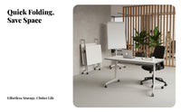 Folding Training Table Lockable Casters Folding Conference Table Space Saving Foldable Top Training Desk for Professionals, Event