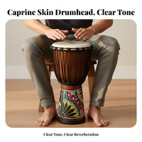 Good Sound Quality Rope-Tuned Djembe Long-Lasting Hand Drum Lightweight Percussion Instrument Handmade for Beginners, Musicians, Performance, Live Performances, Home Practice, Outdoor Gathering