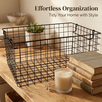 Wire Mesh Fruit Basket for Kitchen Countertop and Vegetable Storage, Large Metal for Shelves in Multiple Rooms, Electroplated Finish