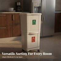 Double-Layer Trash Can Large Capacity Damp and Dry Separation Bin With Wheels Dry Wet Separation Bin