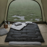 Quilted Double Sleeping Bag Insulated Sleeping Bag with Hood Heavyweight Bedding Roomy for Tent Stays