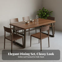 Rectangular Dining Table Set Sturdy Steel Legs Dining Table with 4 Chairs Thickened Tabletop Rectangular Dinette Set for Restaurant Owners, Homeowners