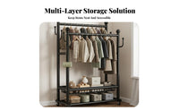 Stable Structure Double Rod Clothing Rack Double Rod Clothes Stand Heavy Duty Clothes Hanging Rack for Families, Retailers, Cloakroom, Laundry Room, Entryway, Walk-in Closet