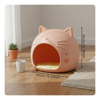 Cat Head Pet House Four-Season Use Feline Hideaway Bed Space Saving Enclosed Pet Bed for Cats, Small Dogs, Indoor
